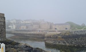 A sea haar gives an atmospheric view of the Old Harbour