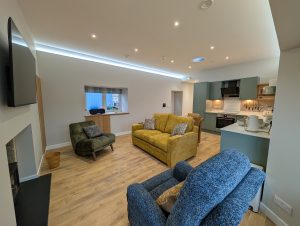 Showing the layout of the open plan area