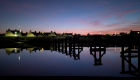 Looking back towards Seatown from the beach just after sunset